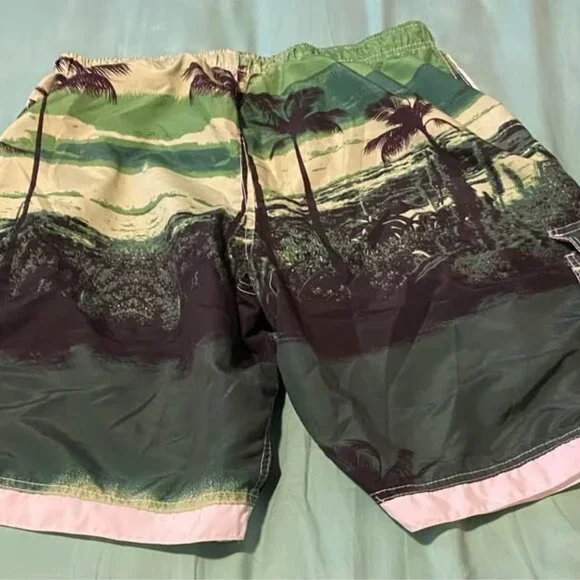 Ingear Forest Green Background Palm Trees Beach Shorts - Picture 2 of 2